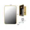 Recessed Metal Framed Medicine Cabinet With Mirror And Adjustable Shelves Wall Mirror With Storage For Bathroom - Matte Gold - Image 8
