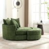 360° Swivel Accent Barrel Chair With Storage Ottoman & 4 Pillows, Modern Chenille Leisure Chair Round Accent For Living Room - Green - Image 11