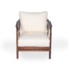 Outdoor Lounge Chair With Woven Backrest, Solid Wood Frame, Comfortable Cushions - Walnut - Image 5