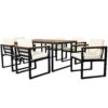 7 Pieces Outdoor Dining Set Patio Dining Table And Chair Set With And Removable Cushions For Patio, Backyard, Garden - Beige - Image 14