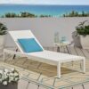 Outdoor Chaise Lounge Chair, Aluminum Adjustable Outside Chair For Pool Patio Beach Yard, All Weather Use UV Resistant 400Lbs Weight Capacity - White - Image 6