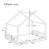 Full Size Montessori Style House Bed For Kids, Floor Bed Frame With Headboard And Footboard, Fence Bed For Girls, Boys, Slat Not Included - Natural - Image 4