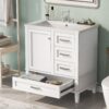 Bathroom Vanity, Modern Bathroom Cabinet With Sink Combo Set, Bathroom Storage Cabinet With A Soft Closing Door And 3 Drawers, Solid Wood Frame, Resin Basin - White - Image 3