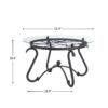 2 Piece Tempered Glass Surface Coffee Table Set, Decor Coffee Table Round End Side Table With Sturdy Construction For Living Room (Rustic) - Black - Image 3