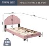 Upholstered Twin Size Platform Bed For Kids Wooden Bed Frame With Slatted Bed Base No Box Spring Needed Cute Bed Frame With Shell Design Headboard - Pink - Image 5