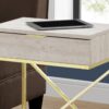 Accent Side Table, Storage Drawer, Marble Look Contemporary & Modern - Beige - Image 2