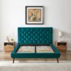 Dillon - Velvet Platform Bed - Blue - Image 5