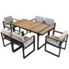 7 Pieces Outdoor Dining Set Patio Dining Table And Chair Set With And Removable Cushions For Patio, Backyard, Garden - Gray - Image 15