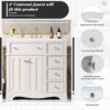 Bathroom Vanity With Resin Sink Combo, Frame Bathroom Storage Cabinet, Freestanding Vanity Set With 3 Drawers & Adjustable Shelf - White - Image 6