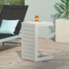 Aluminum Outdoor Side Table, C Shaped End Table, Outside Small Table For Patio - White - Image 2