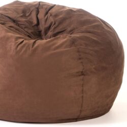 Comfortable High Density Shredded Foam Bean Bag Chair With Removable Microsuede Cover, French Roast, 5 Foot - Brown