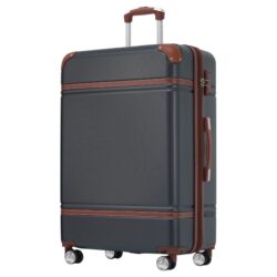 Hardshell Luggage With Tsa Lock, 28" Expandable Lightweight Suitcase With Spinner Wheels, Single Vintage Luggage - Black