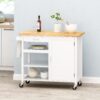 Contemporary Kitchen Cart With Wheels - White - Image 3