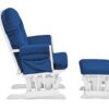 Mason - Glider And Ottoman White Wood - Navy Fabric - Image 3