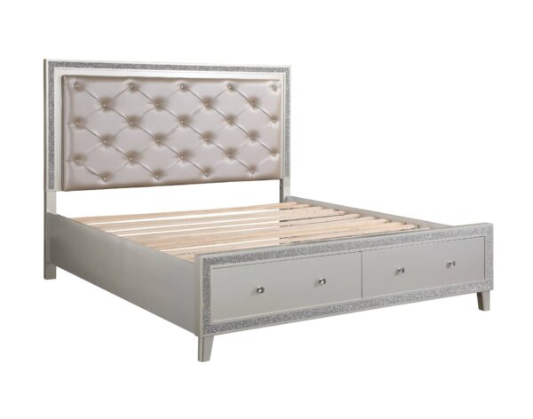 Sliverfluff - Eastern King Bed With LED & Storage - Champagne