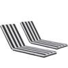 2 Piece Outdoor Chaise Lounge Chair Cushion Set, Replacement Seat Cushions For Patio Furniture - Black / White Striped - Image 4