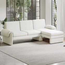 Convertible Futon Sofa Bed Futon Sofa Couch With An Adjustable Backrest, A Reversible Chaise Lounge And 2 Removable Armrest Pillows For Living Room - Beige