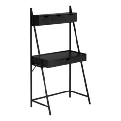 Computer Desk For Home Office, Laptop, Leaning, Storage Drawers, Contemporary & Modern - Black