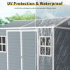 Resin Outdoor Storage Shed Waterproof Shed With Floor & Two Windows & Lockable Door, Tool Shed For Garden, Patio, Backyard - Gray - Image 6