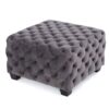Modern Glam Velvet Ottoman With Button Tufted Diamond Stitch Design - Gray - Image 6