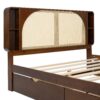 Queen Size Headboard Bed With 2 Drawers And Trundle Walnut - Image 7