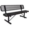 6' Outdoor Steel Bench With Backrest - Black - Image 7