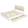 Queen Size Platform Bed With Trundle And 2 Drawers - White - Image 6
