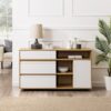 Contemporary Detailed Door Sideboard With Open Storage - Coastal Oak / Solid White - Image 5