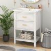 Bathroom Vanity With Top Sink, Modern Bathroom Storage Cabinet 2 Drawers, Single Sink Bathroom Vanity - White - Image 18