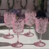 Paisley - Unbreakable Acrylic Wine Glass (Set of 4), Bpa Free, 13Oz - Pink - Image 3