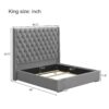 Tall Headboard Upholstered King Size Bed With Handmade Deep Button Tufted, Box Spring Needed, Velvet - Gray - Image 4
