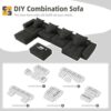 Modern Oversized Modular Sectional Sofa, Sparkling Chenille Fabric Soft Cushion Sofa With 8 Pillows, 8 Pieces Diy Combination Tufted Sofa, No Assembly Required - Black - Image 16
