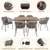 7 Pieces Patio Dining Set, All-Weather Outdoor Furniture Set With Dining Table And Chairs, Acacia Wood Tabletop, Metal Frame, For For Garden, Backyard, Balcony - Gray - Image 6
