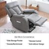 35.4" Electric Power Lift Recliner Chair, Fabric Recliner Chair, Home Theater Seating, Living Room Chair, Side Pocket, Remote Control - Light Gray - Image 8