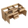 Original 60" Freestanding Bathroom Vanity With Double Resin Sink Soft Closing Doors & Drawers Plywood - Oak - Image 18