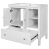 Bathroom Vanity With Sink, Bathroom Storage Cabinet With Doors And Drawers, Solid Wood Frame, Ceramic Sink - White - Image 19