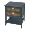 2 Drawer Side Table - Natural Rattan - End Table - Suitable For Bedroom, Living Room, Or Study - Green - Image 12