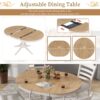 Retro 5 Piece Dining Table Set With Extendable Round Table And Upholstered Chairs - Off White - Image 6