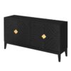 4 Door Sideboard Storage Cabinet For Living Room And Dining Room, 2 Large Cabinets With Gold Handles And Adjustable Shelf - Black - Image 16