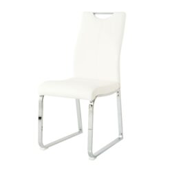 Modern Dining Chair (Set of 2) With Cloth Upholstery And Electroplated Metal Legs - White