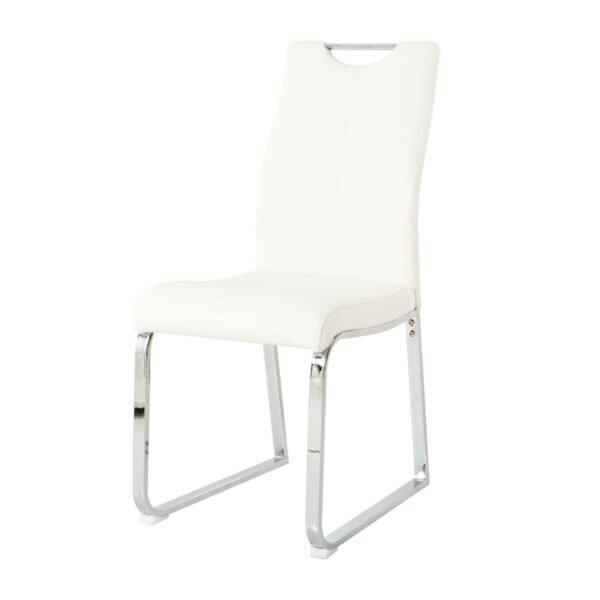 Modern Dining Chair (Set of 2) With Cloth Upholstery And Electroplated Metal Legs - White