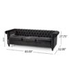 Chesterfield Style 3 Seater Sofa With Deep Button Tufting - Black - Image 4