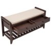 Multipurpose Entryway Storage Bench With Cushioned Seat And Drawers - Espresso - Image 9