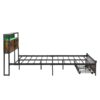 Modern Full Size Metal Platform Bed Frame With Wooden Headboard USB Charging Station Storage Drawers LED Lights - Black / Brown - Image 5