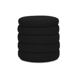 Fuji - Oversized Round Storage Ottoman - Ebony Black