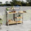 Outdoor Potting - Bench, Workstation Table With Cabinet For Backyard Garden Supplies - Gray / Brown - Image 7