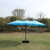 15 X 9 Ft Double Sided Outdoor Market Umbrella With Lights And Base Rectangular Twin Canopy - Blue - Image 23