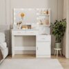 43.31" Newly Designed Smart Mirror Dressing Table With Drawers And Storage Cabinet, Dressing Table With Dressing Pad For Bedroom, Dressing Room - White - Image 8