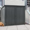 Garbage Bin Shed Stores 2 Trash Cans Metal Outdoor Bin Shed For Garbage Storage, Stainless Galvanized Steel, Bin Shed For Garden Yard Lawn - Black - Image 3