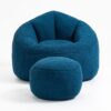 Bedding Bean Bag Sofa Chair High Pressure Foam Bean Bag Chair Adult Material With Padded Foam Padding Compressed Bean Bag With Footrest - Blue - Image 22